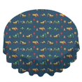 thumbnail image 2 of Excavator and Stop Sign Blue Pattern Round Tablecloth 60"x60", Wrinkle Resistant Wipeable Table Cover for Kitchen Dining Room Picnic Patio and Party, 2 of 6