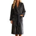 thumbnail image 2 of Miqool Women's Plush Fleece Bathrobe with Shawl Collar and Pockets -Long Robe Soft Warm Belted, 2 of 7