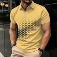 thumbnail image 2 of New Summer Men's Polo Shirt Lapel Striped Short Sleeve Letter Printed Button T-Shirt Polo Fashion Top, 2 of 6