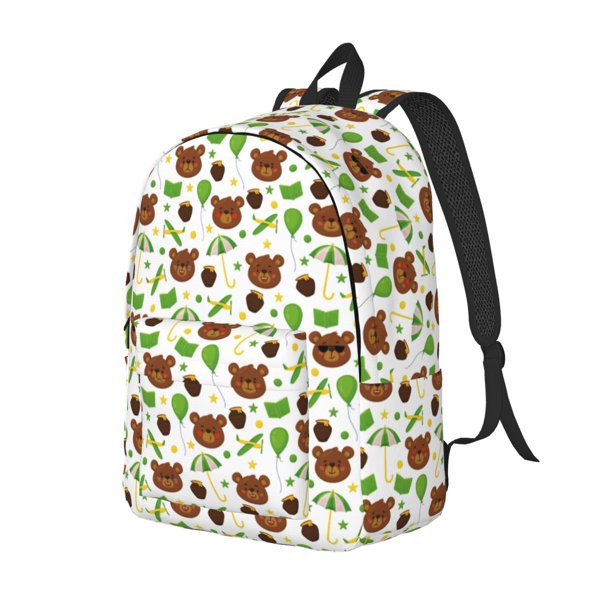 Balery Cute Bear Mochila Clásica Impresa Básica para Viaje, Mochila Escolar Resistente al Agua, Mochila de Lona con Correas Ajustables-Medium