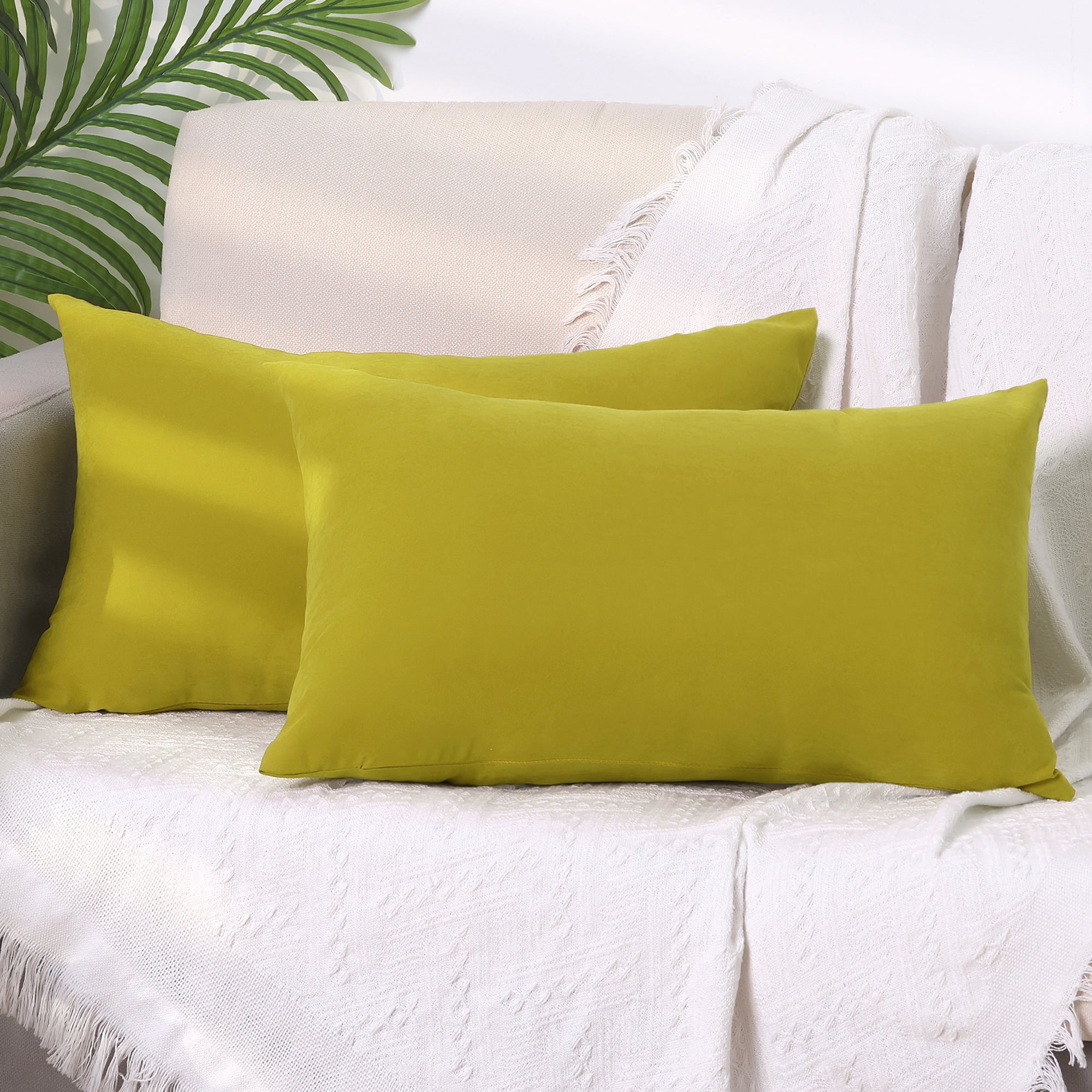 Unique Bargains 4 Pcs Solid Color Pillowcases Hidden Zipper Pillow Covers Turmeric 12" x 20"