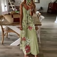 thumbnail image 1 of SMihono Robe Maxi Bohème d'Été pour Femmes Grande Taille Mode d'Été Imprimée Col en V Sans Manches Bretelles Robe Pull Robe de Plage, 1 of 4