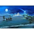 thumbnail image 2 of ABPHOTO 7x5ft Photography Backdrop Christmas Coconut Tree Camel Castle House Shining Lights Starry Moon Night Blue Sky Fantasy Photo Background Backdrops, 2 of 4