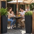 thumbnail image 3 of Tall Planter Rectangular Tall Planter Modern Planter 2PCS 32 Inch Tall Planter Resin Rattan Texture Modern Rectangular Tall Plant Pot With Removable Inner Pots Drainage Holes For, 3 of 6