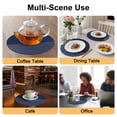 thumbnail image 2 of Navy Blue Striped Round 13 Inch Placemats Set of 2, Vintage Stripes Ombre HeatResistant Non Slip Place Mats for Dining Table, Wipeable Braided Kitchen Table Mats for Housewarming, 2 of 9