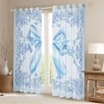thumbnail image 2 of Feelyou Princess Bow-tie Blue Blackout Curtains Set of 2 (52x84 Each), Vintage Boho Damask Floral Window Curtains, Fairy Tale Bowknot Curtains and Drapes, Curtains and Drapes Decor, 2 of 6