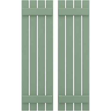 Ekena Millwork 15 1/2"W x 69"H Americraft Four Board (2 Batten) Exterior Real Wood Spaced Board-n-Batten Shutters (Per Pair), Track Green