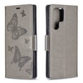 thumbnail image 2 of Wallet Case for Samsung Galaxy S22 Ultra 5G 2022, Allytech Embossed Butterfly PU Leather Scratch Free Credit Card Slots Holder Magnetic Closure Case with Hand Strap for Galaxy S22 Ultra 6.8", Gray, 2 of 5