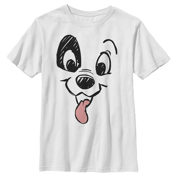 Boy's One Hundred and One Dalmatians Cartoon Sketch Patch Tongue Out  Graphic Tee White X Small