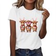 thumbnail image 2 of lcziwo Prime Day Sales Today 2025 Happy Easter Shirts for Women Novelty Graphic Tee Tops 2025 Summer Casual Round Neck Short Sleeve T-Shirt Vacation Outfits White S, 2 of 5