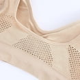 thumbnail image 5 of Ewisvgh Padded Wirefree Breathable Sports Bra For Yoga Workout Running Sleep Daily Wear Plus Size Mesh Hollow Out Nylon Spandex Better Gathering Traceless Fit, Beige 3XL, 5 of 5