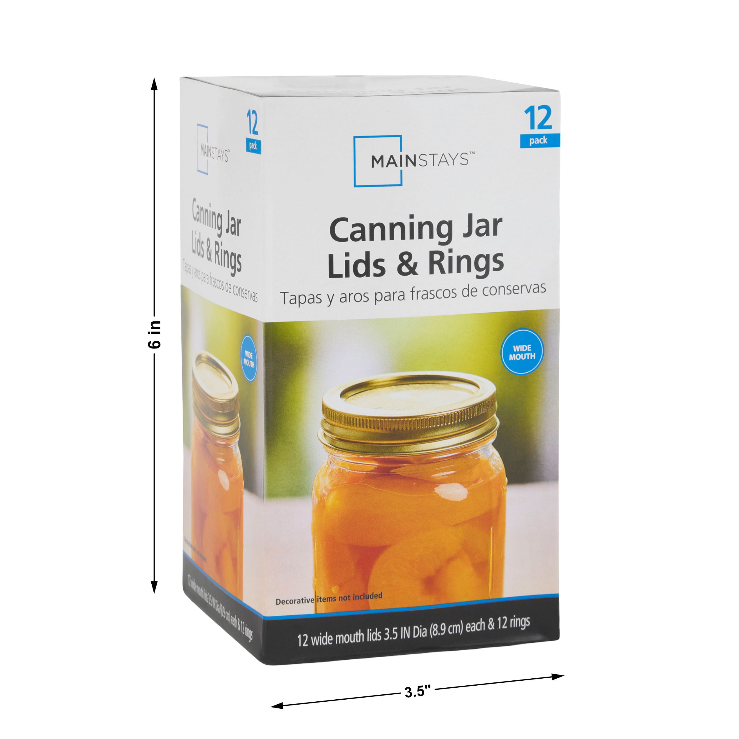 (3 pack) Mainstays 12-Pack Canning Jar Lids and Rings - Wide Mouth, Two-Piece Wide Mouth Mason Jar Lids with Bands for Canning and Preserving, Fits All Brands Wide Mouth Mason Jars