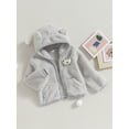 thumbnail image 4 of Elippeo Infant Baby Girl Boy Winter Fuzzy Coat 6M 9M 12M 18M 24M 3D Bear Hooded Jacket Zipper Closure Fleece Outerwear Gray, 4 of 10