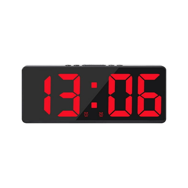 Pisexur - Reloj despertador digital para hombre, LED, pantalla digital grande, moderno, totalmente funcional, para escritorio, mesita de noche, estudio, cocina, marco negro, electrónica para niños, o