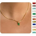 thumbnail image 2 of Diamond Necklaces for Women 14K Gold Plated Emerald Birthstone Necklace for Women Mothers Dainty Gold Necklace Blue Green Cubic Zirconia Pendant Necklace Birthday Gifts for Women Jewelry, 2 of 6