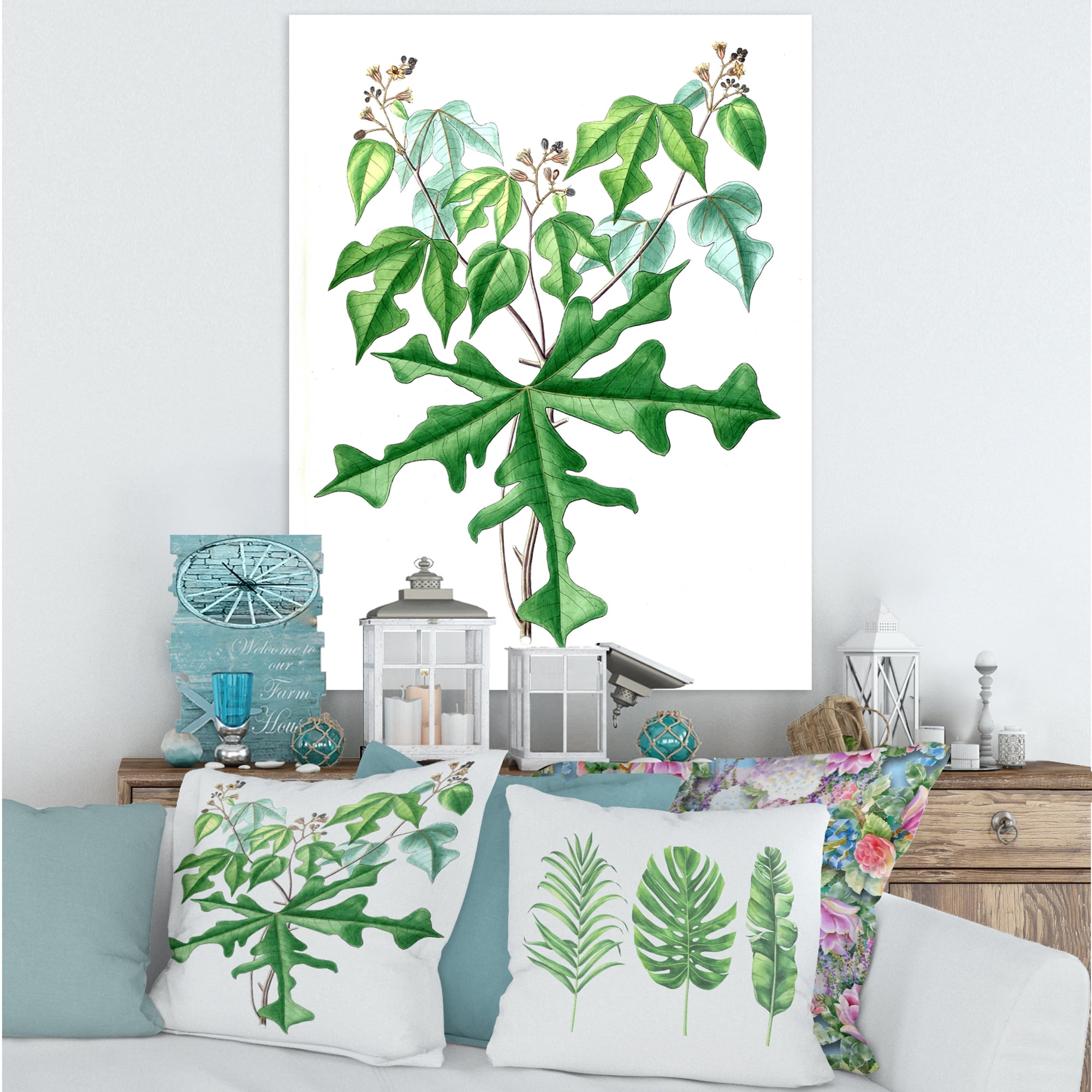 Designart ' Ancient Drawing of Wild Plants ' Traditional Canvas Wall Art Print