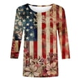 thumbnail image 4 of Lorytime 4th of July Shirts Women Red White and Blue Tops Patriotic Graphic Outfits 3/4 Sleeve Holidays Clothes XL, 4 of 5
