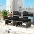thumbnail image 4 of PetFurnishn Patio Ottomans Set of 2, PE Rattan Footstools with Removable Cushions & Metal Frame, Side Tables, Additional Seating, Outdoor Stools for Balcony, Backyard & Poolside (Black), 4 of 10