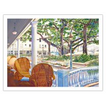 Romance of the Moana - Moana Hotel Waikiki Beach - Honolulu Hawaii - From an Original Hawaii Watercolor Painting by Peggy Chun - Fine Art Matte Paper Print (Unframed) 20x26in