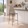 thumbnail image 3 of 2xhome Set of 4 Modern Contemporary Dining Barstools 30" Seat Height Plastic Armless Trasnparent Stools with Legrest, Smoke, 3 of 14