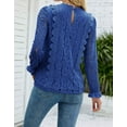 thumbnail image 2 of Women Lace Crochet Blouse Tops Casual V Neck Long Sleeve Hollow Elegant T Shirt Cogild, 2 of 3