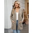 thumbnail image 3 of Chiclily Women's Lightweight Cardigan Sweaters Open Front Long Sleeve Casual Brushed Knit Long Cardigans with Pockets, Khaki Size M, 3 of 8