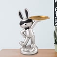 thumbnail image 6 of Nordic Rabbit Figurine, Sundries Organizer Resin Display Holder Jewelry Trinket Tray Animal Statue for Restaurant Desktop Bedroom Home Decor Argent, 6 of 9