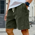 thumbnail image 4 of HKYNLAG Men's Corduroy Shorts Elastic Waist Drawstring Cargo Short Multi-Pocket Lightweight Summer Casual Beach Shorts Army Green L, 4 of 4