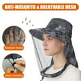 thumbnail image 4 of ASTRAEA Mosquito Head Net Hat with Neck Flap, Wide Brim Sun Hat UPF 50+ UV Protection Safari Cap for Men Women Outdoor Fishing Hiking Gardening, Camouflage Black, 4 of 8