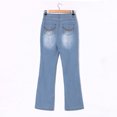 thumbnail image 5 of Babysbule Pants for Women Women Mid Waisted Jeans Embroidery Stretch Button Flare Pants Jeans, 5 of 9