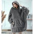 thumbnail image 4 of Oversized Blanket Hoodie Sweatshirt, Wearable Lounging Pullover for Adults Women Men Dark Gray One size, 4 of 8