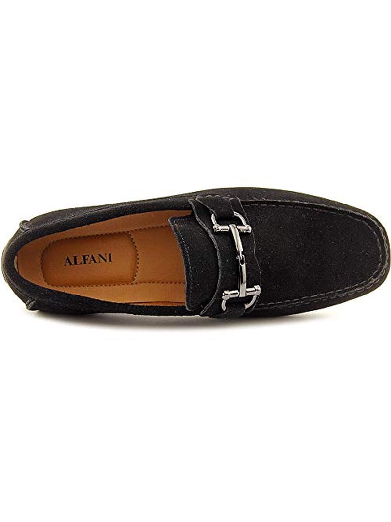 ALFANI Mens Black Mixed Media Driver Bit Moc-Toe Padded Woven Len