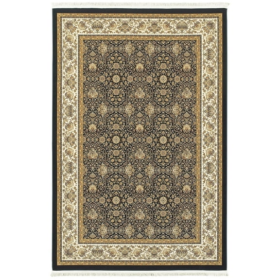 Oriental Weavers Masterpiece Area Rug 1331B Navy Bordered Rings 2' 3" x 10' Rectangle