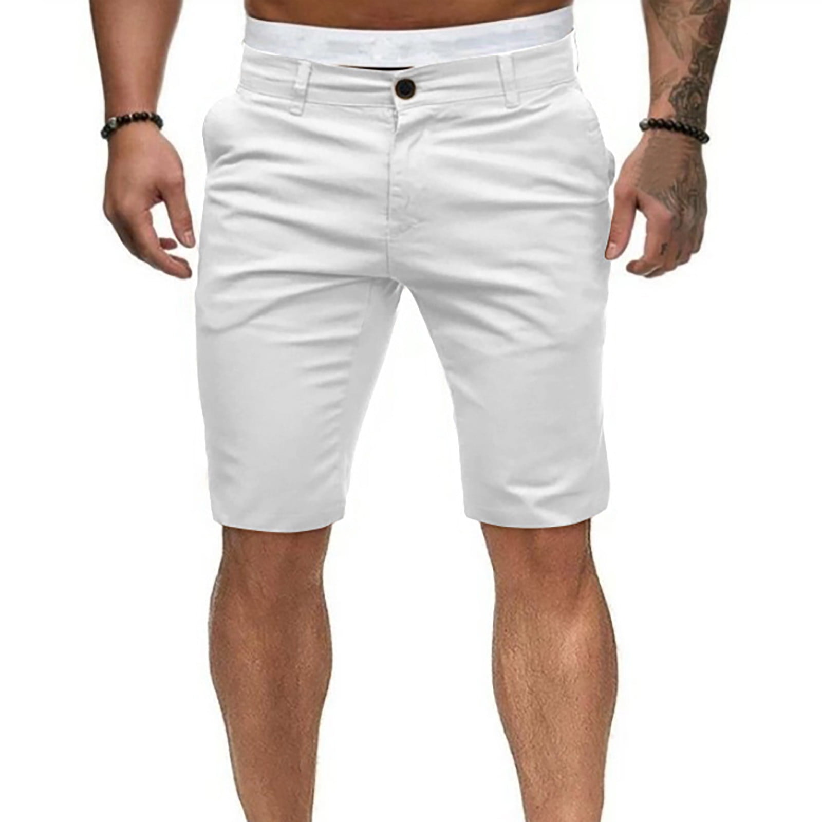 Tawop Running Shorts For Men Workout Shorts Men'S Solid Straight White