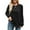 Black, variant on Womens Long Sleeve Shirts Pleated Crew Neck Casual Fall Fashion Tops Loose Fit Dressy Basic Trendy Clothes (Khaki, L)