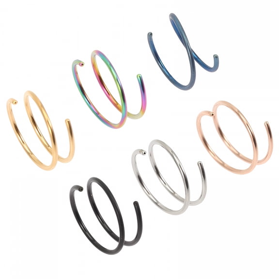 DESIGNICE 6Pcs Spiral Nose Rings Stainless Steel Nose Hoops Nose Jewelry for Women