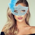 thumbnail image 5 of Unique Bargains 1 Pc Princess Feather Half Face Party Mask for Masquerade Party Blue, 5 of 5