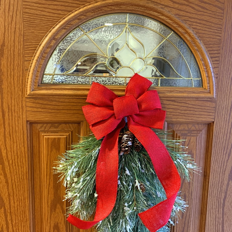 Navy Blue Burlap Wreath Bow - 10 Wide, 18 Long Tails, Door Decor,  Christmas