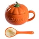 thumbnail image 3 of Juego de tazas creativas de calabaza, Taza de cerámica con cuchara para Halloween (naranja), 1 Juego, 3 of 5