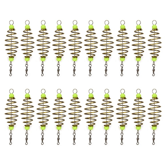 20Pcs Fishing Tackle Baits Holder Feeder Fishing Tool Fishing Spring Baits Cage Set Glowing Fishing Feeder Baits Cage