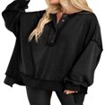 thumbnail image 1 of Chandail de Printemps pour Femmes en Couleur Unie avec Col en V et Manches Longues, 1 of 4