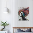 thumbnail image 4 of PIKWEEK  Fashion Women Girl Colorful Dancing Hair Canvas Print Framed Wall Art Decor For Living Room Beautiful Back African Girl Hairstyle For Bedroom Ready To Hang, 4 of 5
