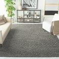 thumbnail image 3 of SAFAVIEH August Sophia Solid Plush Shag Area Rug, Grey, 6'7" x 6'7" Square, 3 of 9