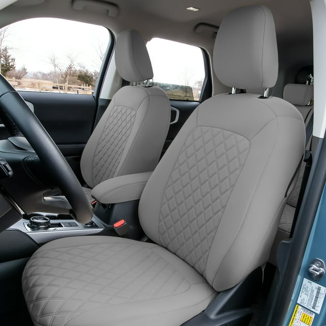 For 2021-2024 Ford Bronco Sport FH Group Neoprene Custom Fit Seat Covers Water Resistant -Solid Gray Front Set