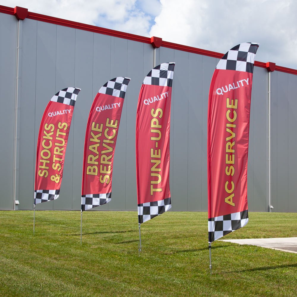 Vispronet Auto Repair Shop Feather Flag Set, Flag Pole Kit with 4 Flags, 4 Poles, & 4 Ground Stakes