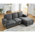 thumbnail image 2 of VANACC 89" L Shape Couch, Reversible Sofa with Chaise, Convertible Sofa with Storage, Couches for Living Room, Grey Bouclé, 2 of 10