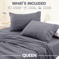 thumbnail image 2 of Queen Sheet Set – 4-Piece Bedding Sheets with Ruched Pillow Case Design – Soft & Breathable – Includes Fitted, Flat & Pillowcases (Grey), 2 of 5