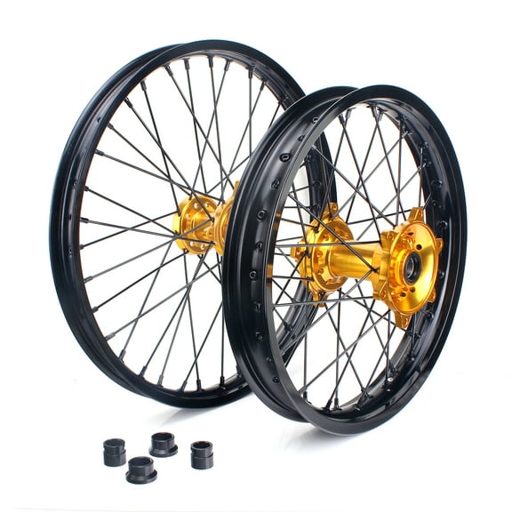 21" 19" Complete Wheels Set for SUZUKI RMZ250 RMZ450 05-24 Gold Hubs Black Rims