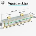thumbnail image 3 of Woindo Bathroom Glass Shelf with Railing, Floating Tempered Glass Bathroom Wall Shelf Rectangle 16 Inch Over The Toilet Storage Cabinet, Gaming Floating Shelves, Bathroom Accessories and Home Decor, 3 of 11