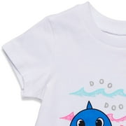 Pinkfong Baby Shark Baby Girls French Terry T-Shirt Shorts Set Pink/White 12 Months